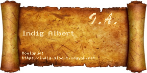 Indig Albert névjegykártya